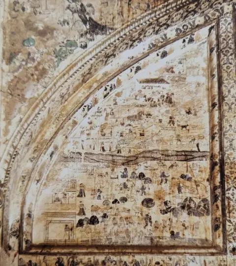 कृष्णलीला व अन्य अंकन : पारीच्छत की समाधि : दतिया : उन्नीसवीं सदी