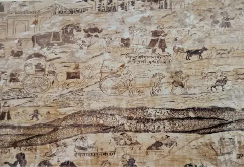 निकट दृश्य : कृष्णलीला : परिच्छत की समाधि : दतिया : उन्नीसवीं सदी