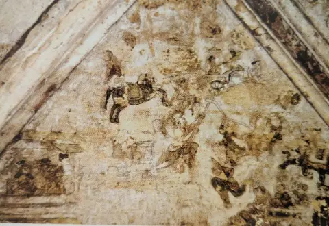 रुकामणीहरण व युध्द दृश्य : पारीच्छत की समाधि : दतिया : उन्नीसवीं सदी