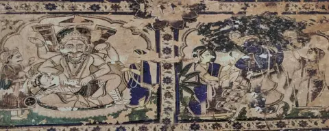 नृसिंह अवतार व कदंब के नीचे नृत्यरत कृष्ण : रामराजा मंदिर : ओरछा : सोलहवीं सदी