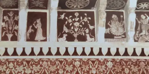 भगवान गणेश आकल्पन व अन्य अंकन : लक्ष्मी मंदिर :ओरछा : सत्रहवीं सदी