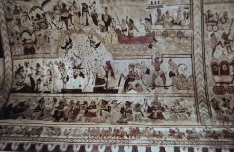 भगवान राम का वनगमन व धनुष भंग प्रसंग : लक्ष्मी मंदिर :ओरछा : सत्रहवीं सदी