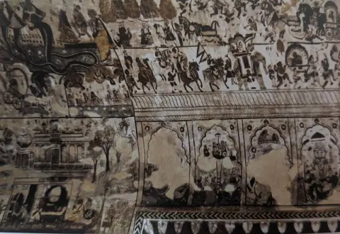 कृष्ण की विभिन्न लीलाएं : लक्ष्मी मंदिर : ओरछा : सत्रहवीं सदी