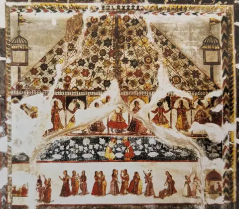 गजेन्द्र मोक्ष तथाअन्य गतिविधियों : राजा महल : ओरछा : सत्रहवीं सदी
