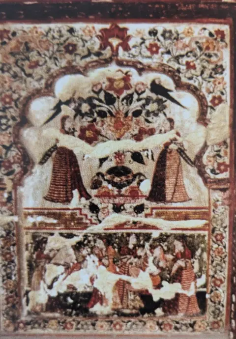 कृष्णलीला तथा नृत्य व मृदंग बजाती स्त्रियां : राजा महल : ओरछा : सत्रहवीं सदी