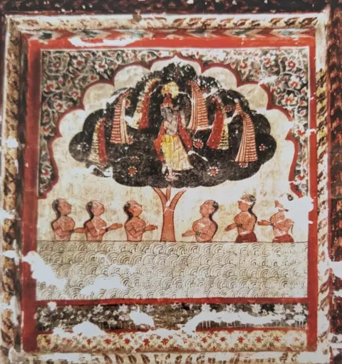 निकट दृश्य : चीरहरण लीला : राजा महल : ओरछा : सत्रहवीं सदी