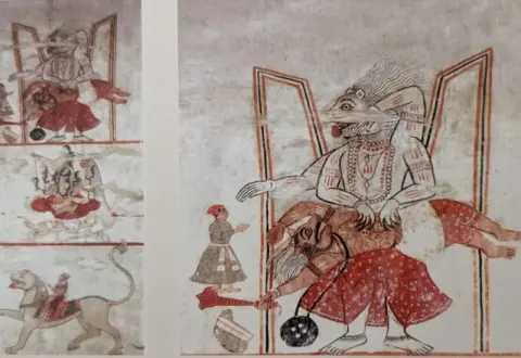 निकट दृश्य : नृसिंह अवतार : राजा महल : ओरछा : सत्रहवीं सदी