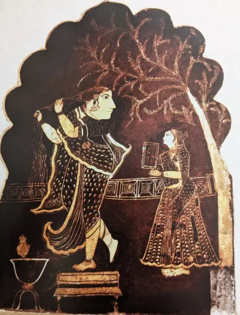सध्यास्नाता नायिका : लक्ष्मी मंदिर :ओरछा : सत्रहवीं सदी