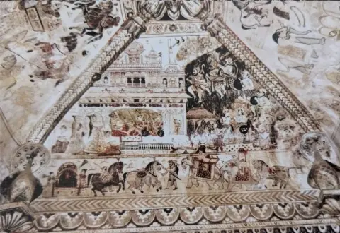 संभवत राम दरबार : लक्ष्मी मंदिर :ओरछा : सत्रहवीं सदी