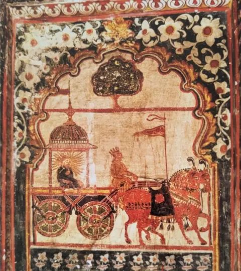 रथ पर सवार सूर्य : राजा महल : ओरछा : सत्रहवीं सदी
