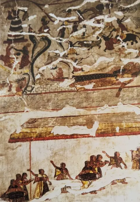 कृष्णलीला तथा नृत्य व मृदंग बजाती स्त्रियां : राजा महल : ओरछा : सत्रहवीं सदी