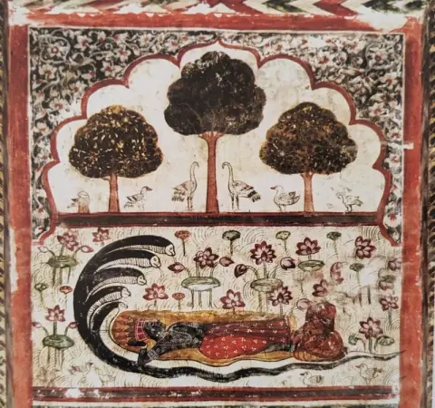 शेषशायी विष्णु : राजा महल : ओरछा : सत्रहवीं सदी