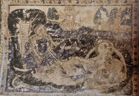 शेषशायी विष्णु : रामराजा महल : ओरछा : सत्रहवीं सदी