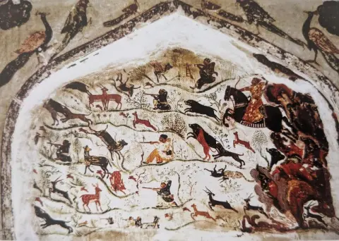 शिकार दृश्य : राजा महल : ओरछा : सत्रहवीं सदी