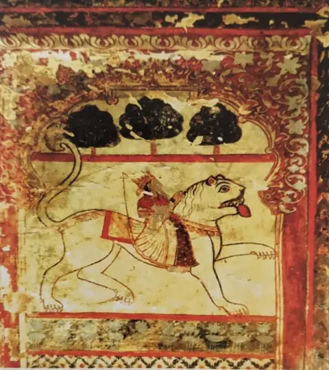 सिंह पर सवार देवी : राजा महल : ओरछा : सत्रहवीं सदी