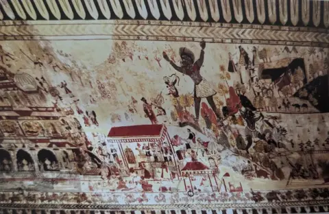 ताड़का वध तथा अन्य दृश्य : लक्ष्मी मंदिर :ओरछा : सत्रहवीं सदी