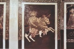 दरबार तथा अश्व पर सवार राजा  : लक्ष्मी मंदिर :ओरछा : सत्रहवीं सदी 